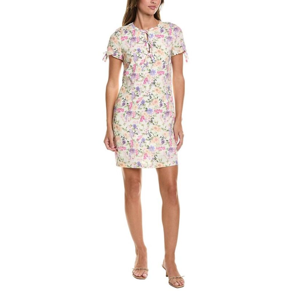 Cece Womens  Bow Detail Keyhole Linen-Blend Mini Dress